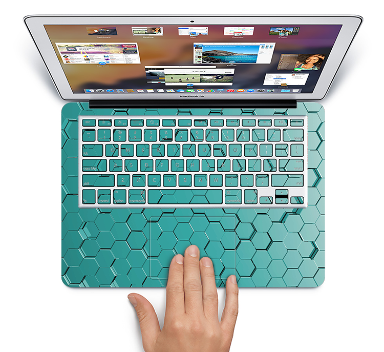 The Teal Hexagon Pattern Skin Set for the Apple MacBook Pro 15" with Retina Display