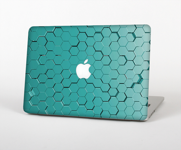 The Teal Hexagon Pattern Skin Set for the Apple MacBook Pro 15" with Retina Display