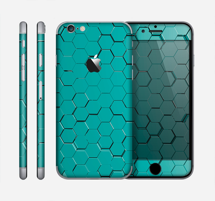 The Teal Hexagon Pattern Skin for the Apple iPhone 6