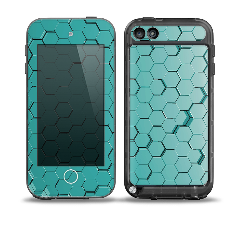 The Teal Hexagon Pattern Skin for the iPod Touch 5th Generation frē LifeProof Case