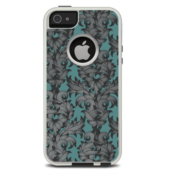The Teal Leaf Foliage Pattern Skin For The iPhone 5-5s Otterbox Commuter Case