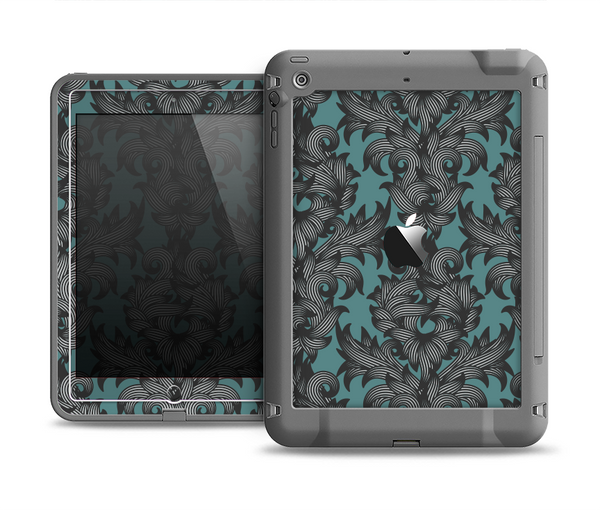 The Teal Leaf Foliage Pattern Apple iPad Mini LifeProof Fre Case Skin Set