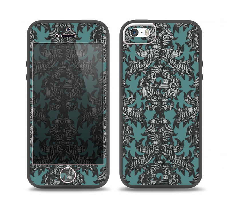 The Teal Leaf Foliage Pattern Skin Set for the iPhone 5-5s Skech Glow Case