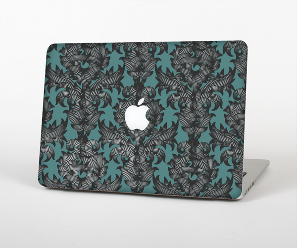 The Teal Leaf Foliage Pattern Skin Set for the Apple MacBook Pro 15" with Retina Display