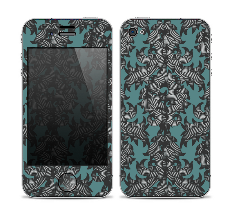 The Teal Leaf Foliage Pattern Skin for the Apple iPhone 4-4s