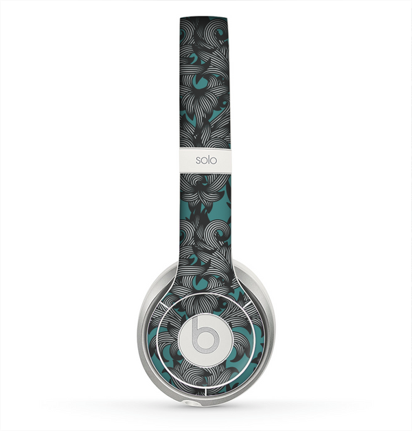 The Teal Leaf Foliage Pattern Skin for the Beats by Dre Solo 2 Headphones