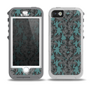 The Teal Leaf Foliage Pattern Skin for the iPhone 5-5s OtterBox Preserver WaterProof Case
