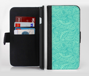 The Teal Leaf Laced Pattern Ink-Fuzed Leather Folding Wallet Credit-Card Case for the Apple iPhone 6/6s, 6/6s Plus, 5/5s and 5c