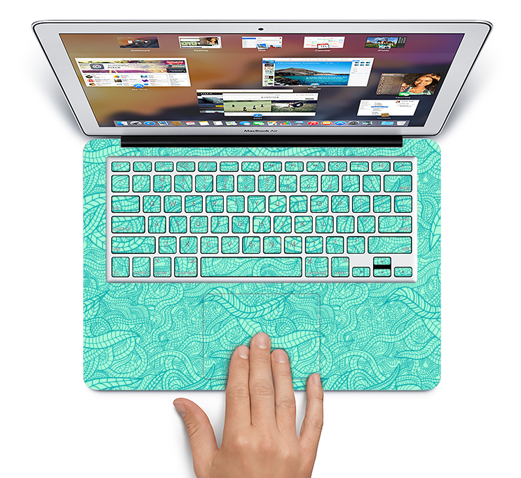 The Teal Leaf Laced Pattern Skin Set for the Apple MacBook Pro 15" with Retina Display