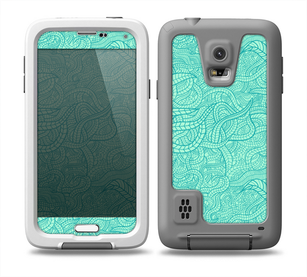 The Teal Leaf Laced Pattern Skin for the Samsung Galaxy S5 frē LifeProof Case