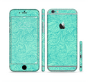 The Teal Leaf Laced Pattern Sectioned Skin Series for the Apple iPhone 6s Plus