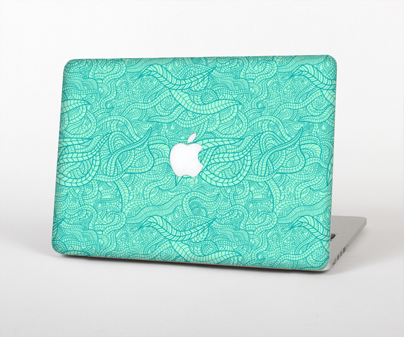 The Teal Leaf Laced Pattern Skin Set for the Apple MacBook Pro 15" with Retina Display