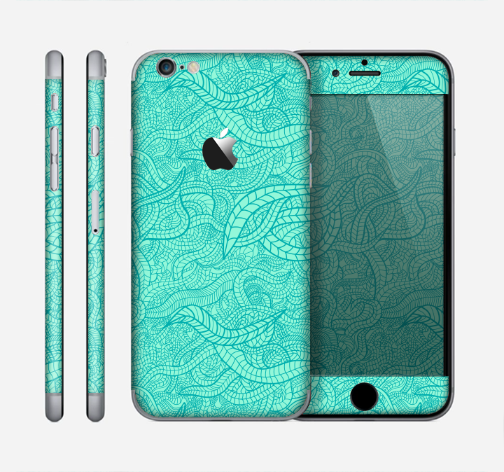 The Teal Leaf Laced Pattern Skin for the Apple iPhone 6