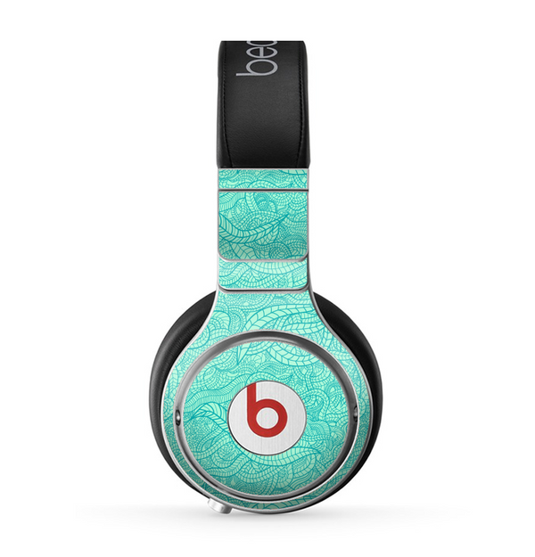 The Teal Leaf Laced Pattern Skin for the Beats by Dre Pro Headphones