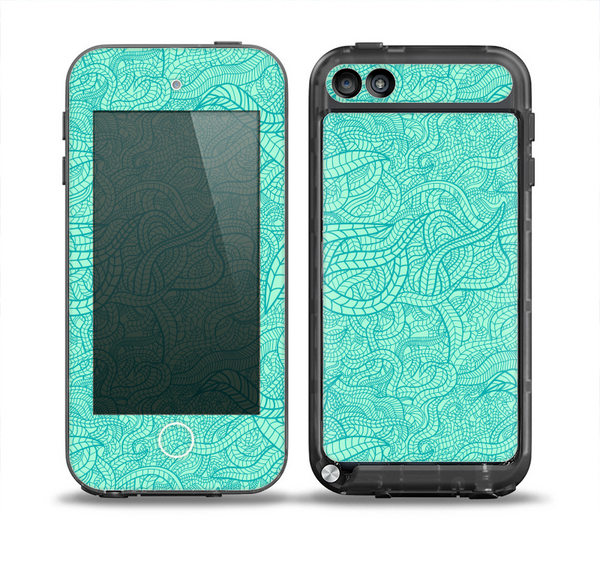 The Teal Leaf Laced Pattern Skin for the iPod Touch 5th Generation frē LifeProof Case