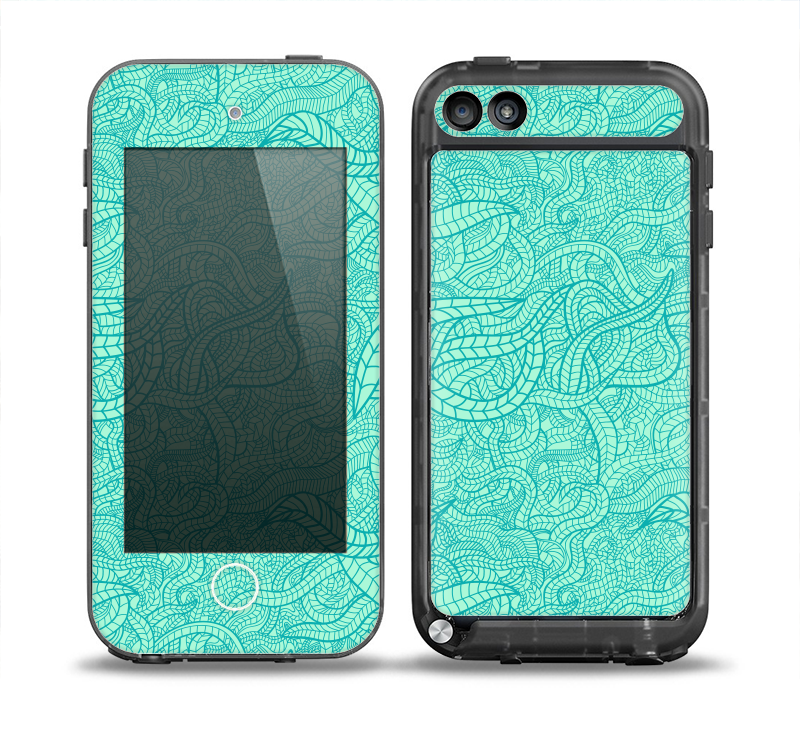 The Teal Leaf Laced Pattern Skin for the iPod Touch 5th Generation frē LifeProof Case