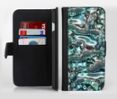 The Teal Mercury Ink-Fuzed Leather Folding Wallet Credit-Card Case for the Apple iPhone 6/6s, 6/6s Plus, 5/5s and 5c