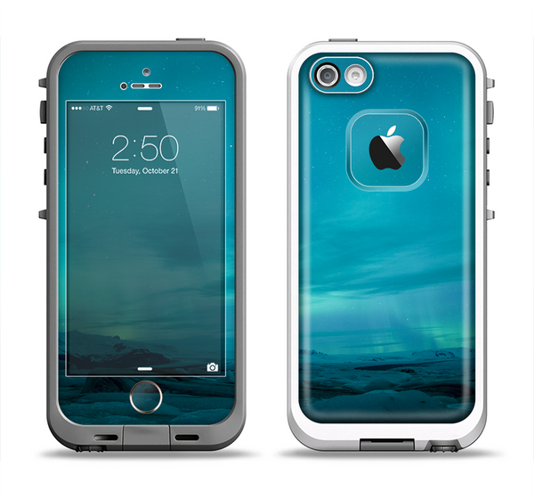 The Teal Northern Lights Apple iPhone 5-5s LifeProof Fre Case Skin Set