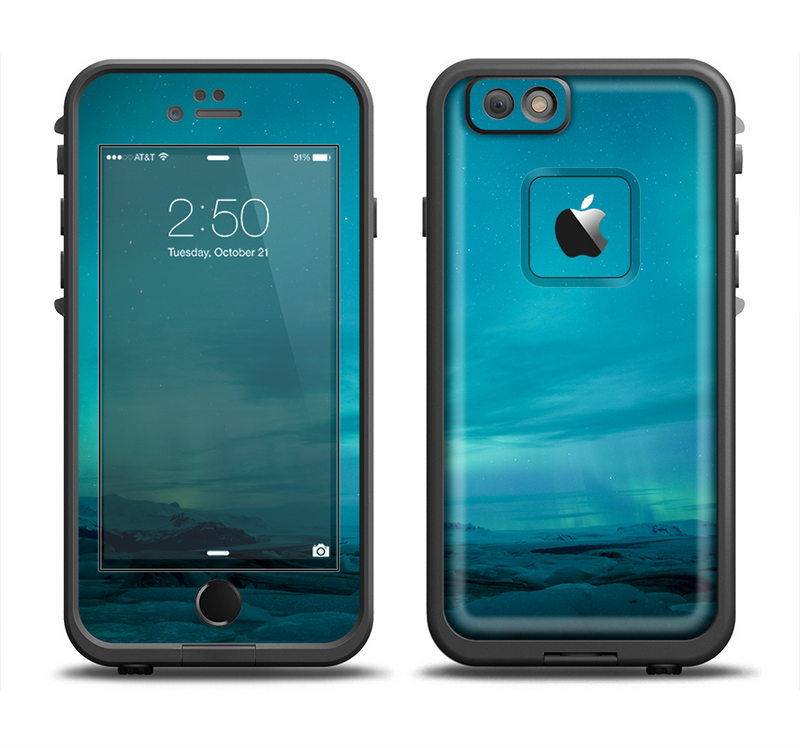 The Teal Northern Lights Apple iPhone 6/6s Plus LifeProof Fre Case Skin Set