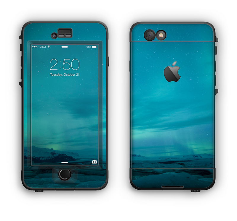 The Teal Northern Lights Apple iPhone 6 LifeProof Nuud Case Skin Set
