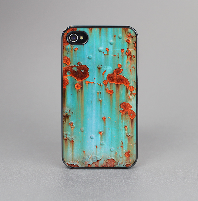 The Teal Painted Rustic Metal Skin-Sert for the Apple iPhone 4-4s Skin-Sert Case