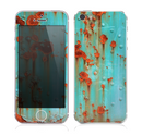 The Teal Painted Rustic Metal Skin for the Apple iPhone 5s