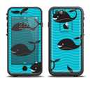 The Teal Smiling Black Whale Pattern Apple iPhone 6/6s LifeProof Fre Case Skin Set