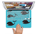 The Teal Smiling Black Whale Pattern Skin Set for the Apple MacBook Pro 15" with Retina Display