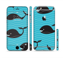 The Teal Smiling Black Whale Pattern Sectioned Skin Series for the Apple iPhone 6s Plus