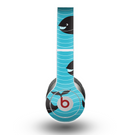 The Teal Smiling Black Whale Pattern Skin for the Beats by Dre Original Solo-Solo HD Headphones