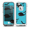 The Teal Smiling Black Whale Pattern Skin for the iPhone 5-5s fre LifeProof Case