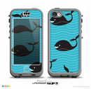 The Teal Smiling Black Whale Pattern Skin for the iPhone 5c nüüd LifeProof Case