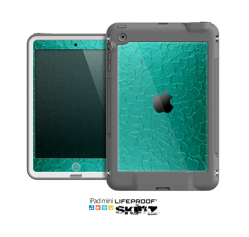 The Teal Stamped Texture Skin for the Apple iPad Mini LifeProof Case