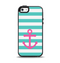 The Teal Striped Pink Anchor Apple iPhone 5-5s Otterbox Symmetry Case Skin Set