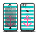 The Teal Striped Pink Anchor Apple iPhone 6/6s LifeProof Fre Case Skin Set