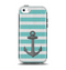 The Teal Stripes with Gray Nautical Anchor Apple iPhone 5c Otterbox Symmetry Case Skin Set