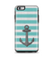 The Teal Stripes with Gray Nautical Anchor Apple iPhone 6 Plus Otterbox Symmetry Case Skin Set