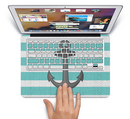 The Teal Stripes with Gray Nautical Anchor Skin Set for the Apple MacBook Pro 15" with Retina Display