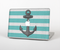 The Teal Stripes with Gray Nautical Anchor Skin Set for the Apple MacBook Pro 15" with Retina Display