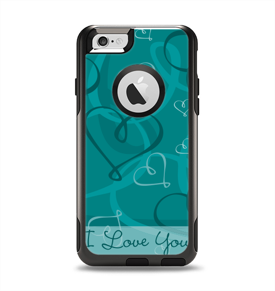 The Teal Swirly Vector Love Hearts Apple iPhone 6 Otterbox Commuter Case Skin Set