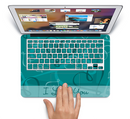 The Teal Swirly Vector Love Hearts Skin Set for the Apple MacBook Pro 15" with Retina Display