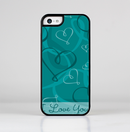 The Teal Swirly Vector Love Hearts Skin-Sert for the Apple iPhone 5c Skin-Sert Case