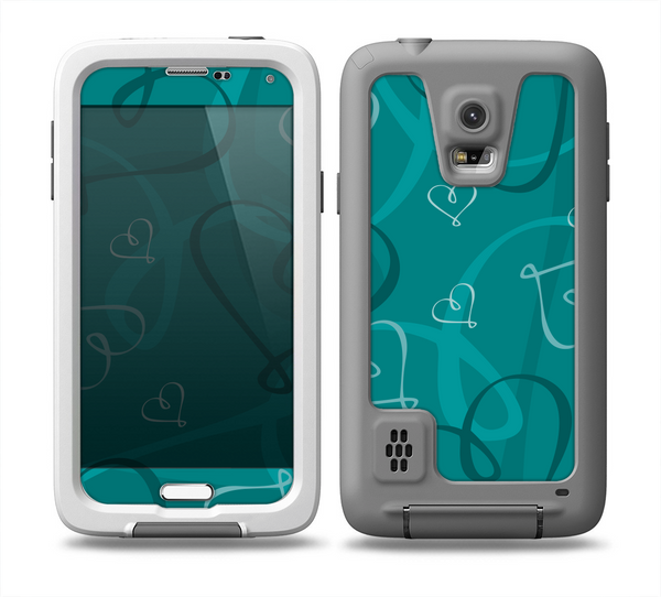 The Teal Swirly Vector Love Hearts Skin Samsung Galaxy S5 frē LifeProof Case