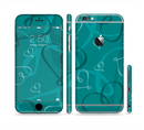 The Teal Swirly Vector Love Hearts Sectioned Skin Series for the Apple iPhone 6s Plus