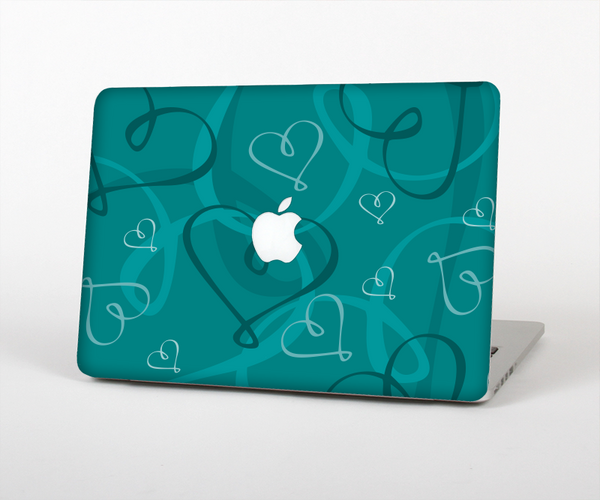 The Teal Swirly Vector Love Hearts Skin Set for the Apple MacBook Air 13"
