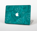 The Teal Swirly Vector Love Hearts Skin for the Apple MacBook Pro Retina 15"