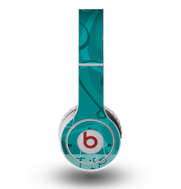 The Teal Swirly Vector Love Hearts Skin for the Original Beats by Dre Wireless Headphones