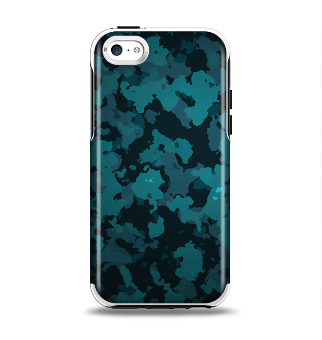 The Teal Vector Camo Apple iPhone 5c Otterbox Symmetry Case Skin Set