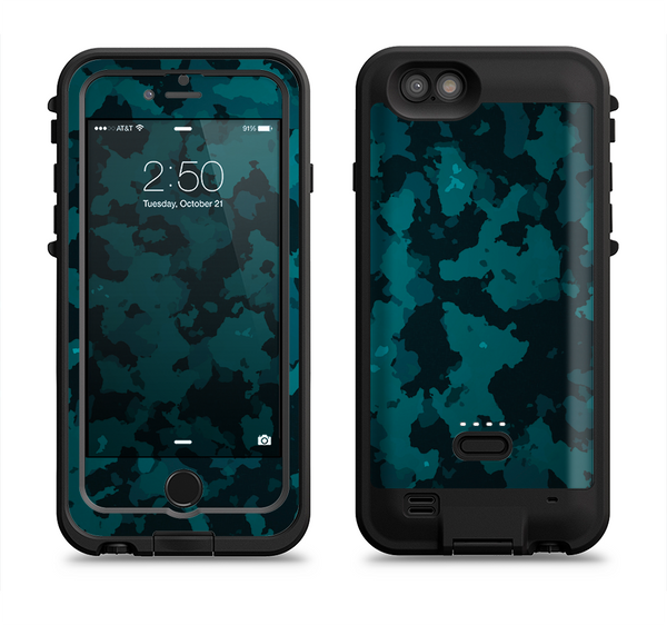 The Teal Vector Camo Apple iPhone 6/6s LifeProof Fre POWER Case Skin Set