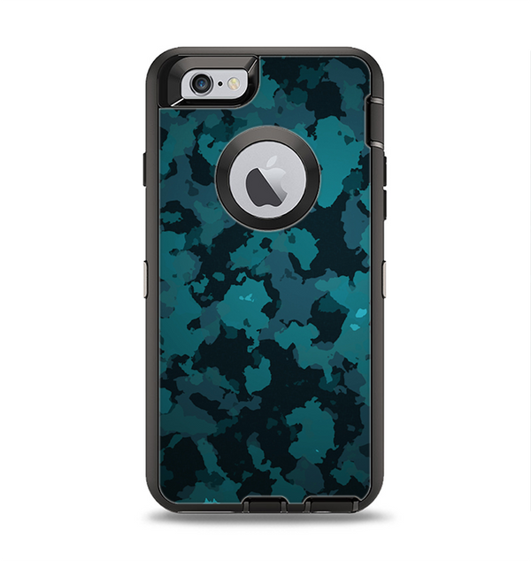 The Teal Vector Camo Apple iPhone 6 Otterbox Defender Case Skin Set